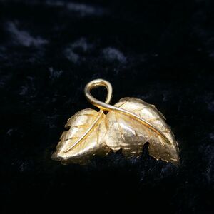 RSK Golden Leaf Brooch Vintage Signed Jewelry Gold Tone 1.75 inch